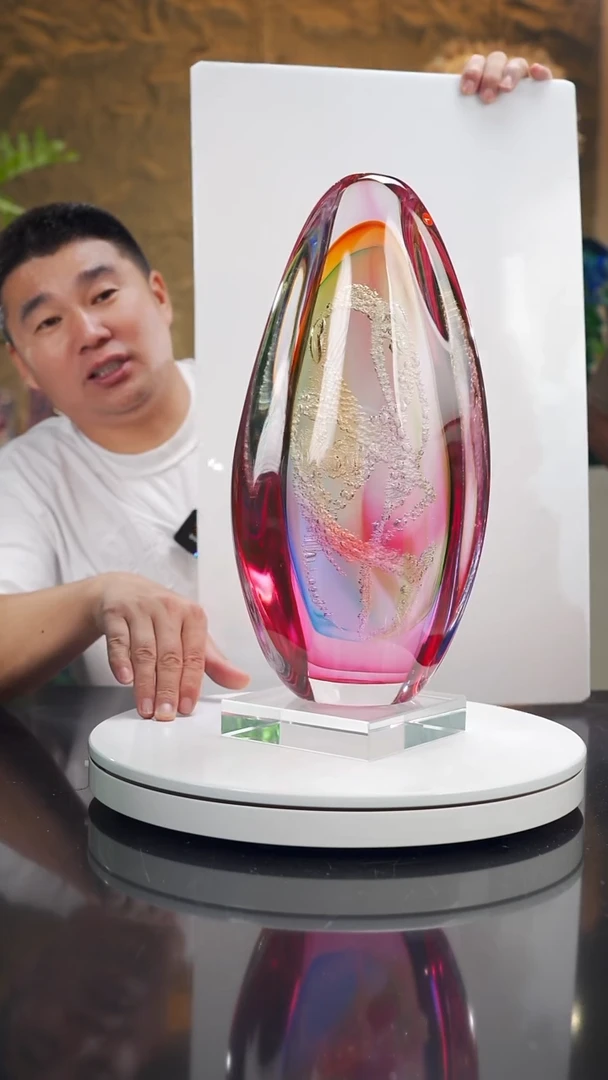 摆件吟*设计款金红月虹摆件7号带底座