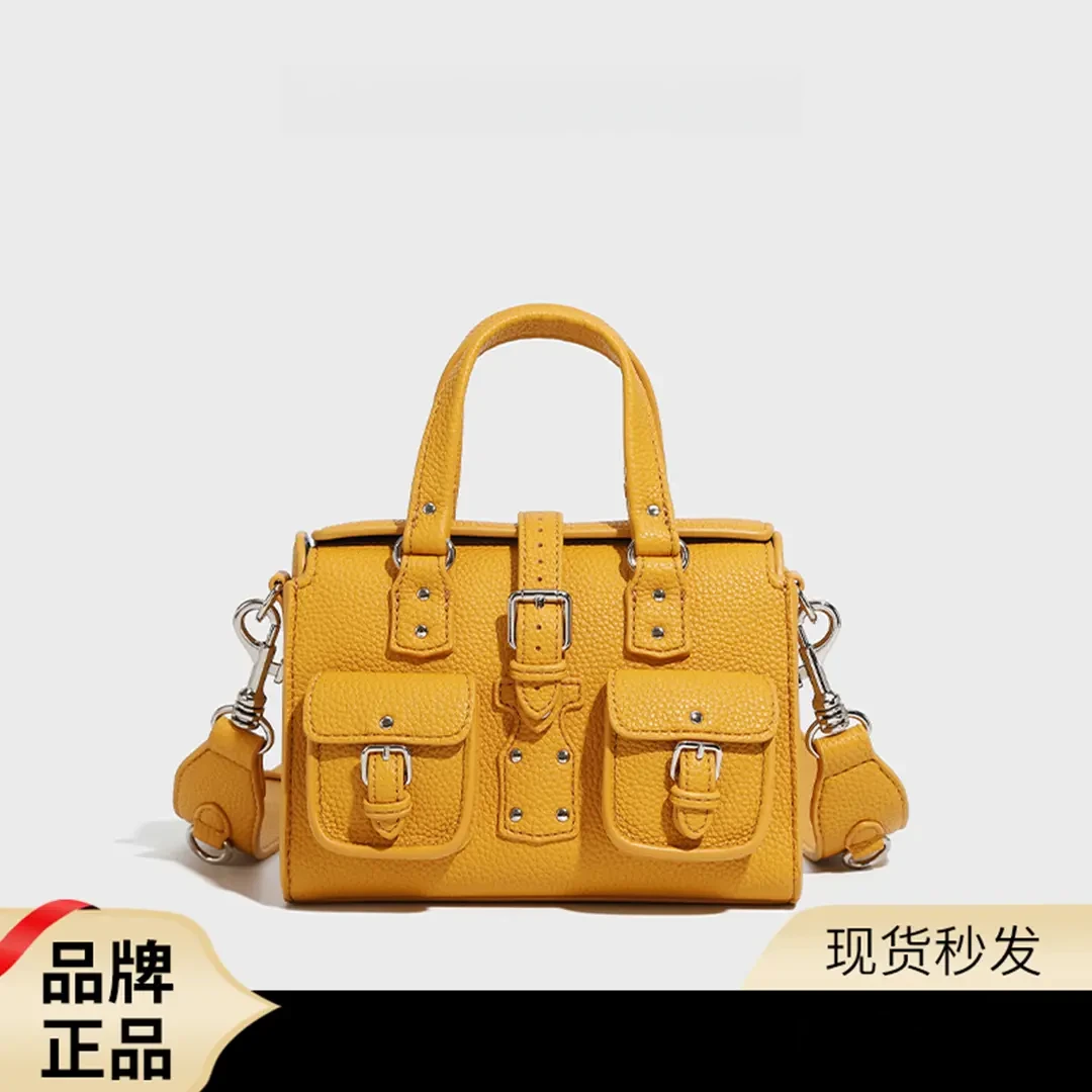 真皮小鸡黄手提剑桥包2025新款高级感单肩斜挎包手拎托特包女