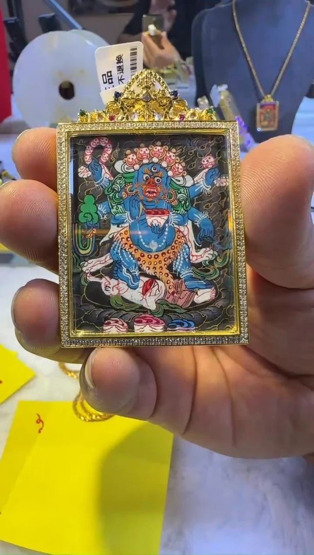 吊坠纯手绘 黑财神 唐卡