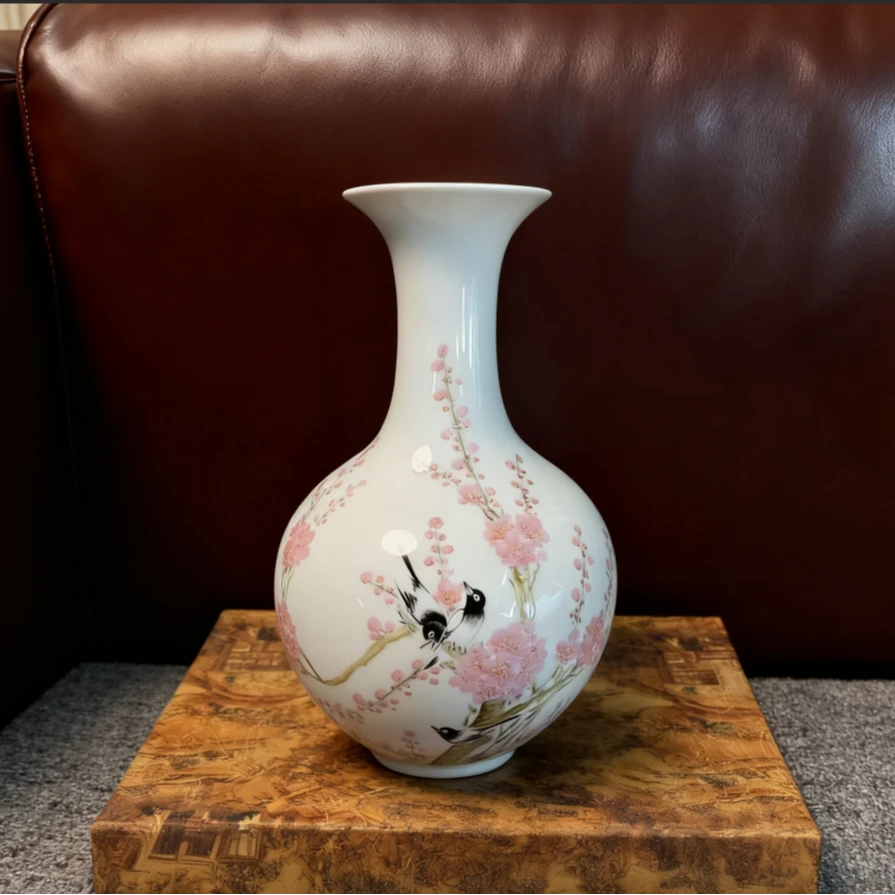 景德镇花鸟陶瓷玉壶春瓶