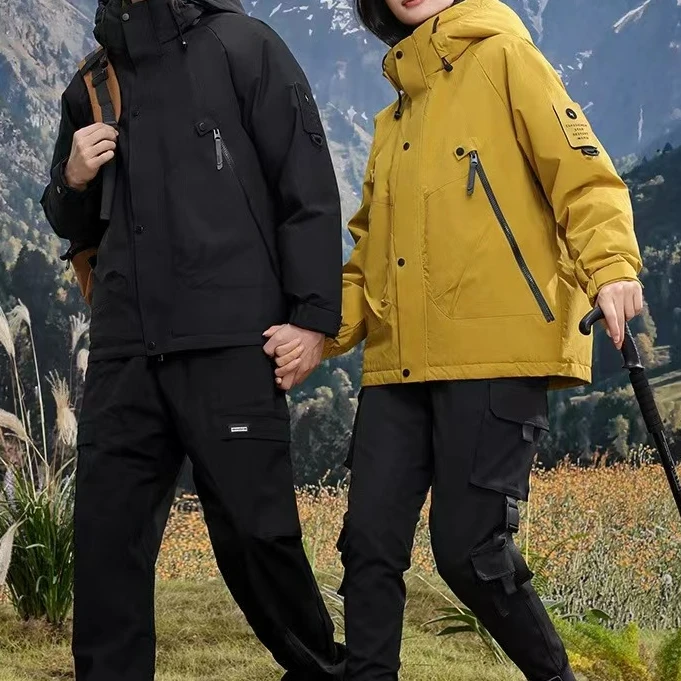 男女同款冬季户外登山休闲连帽短款鹅绒服H2348