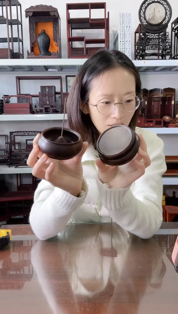 风车木（黑檀木）香炉加底座20