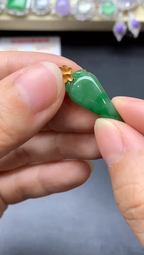 颈饰18K金镶嵌翡翠393-中国好珍宝