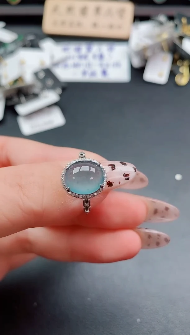 银S925镶嵌戒指翡翠1