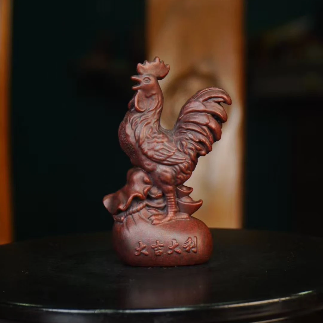 紫公鸡 宜兴紫砂茶宠摆件