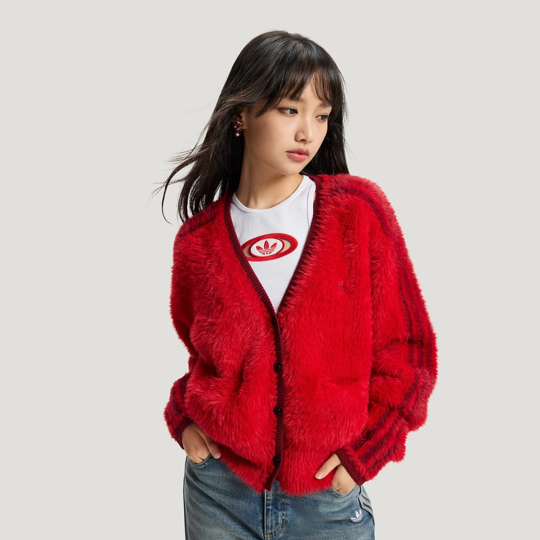 阿迪达斯马年限定开衫外套女装2026新年款慵懒风针织运动服KT3171