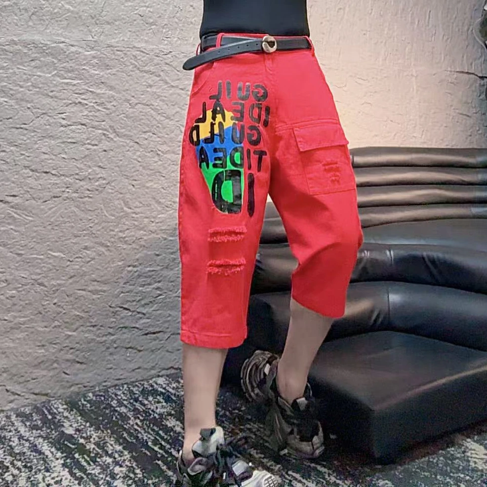 YY欧货潮牌设计款夏季七分裤39035-1