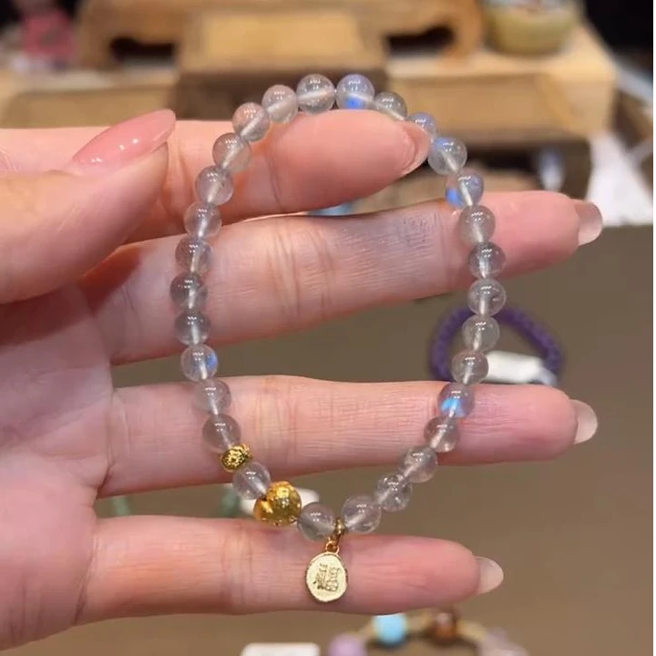 单圈长石手串搭配福字吊坠手链D3263多样性发一