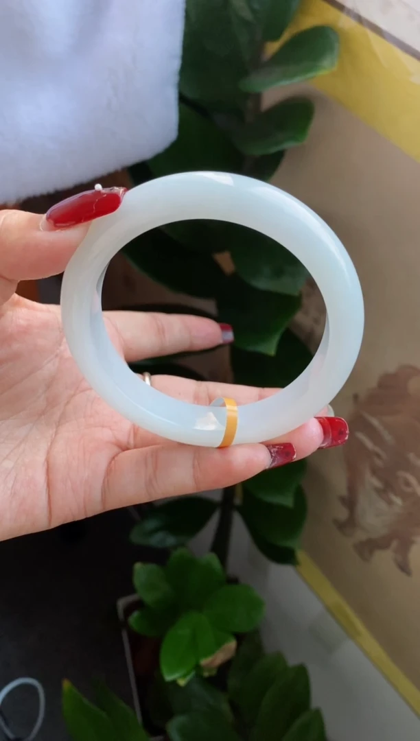 【闪购商品】翡翠手镯未镶嵌（胶白白月光）30号