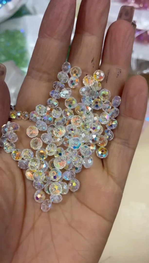 玻璃03061卡6华子扁100颗白爆闪