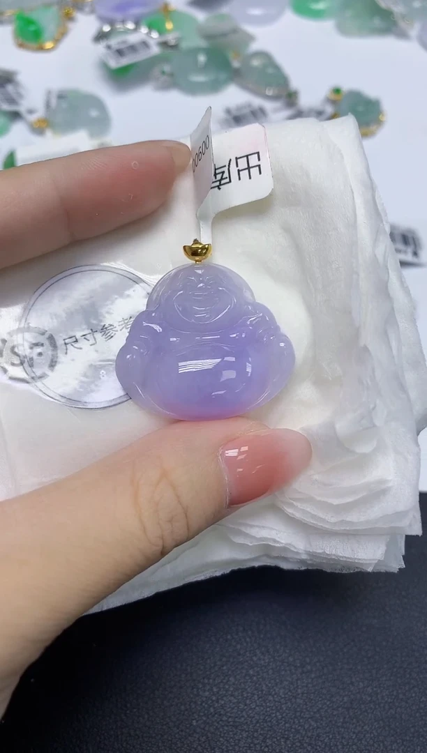 颈饰18K金镶嵌翡翠天然缅甸翡翠A货多样性发一件