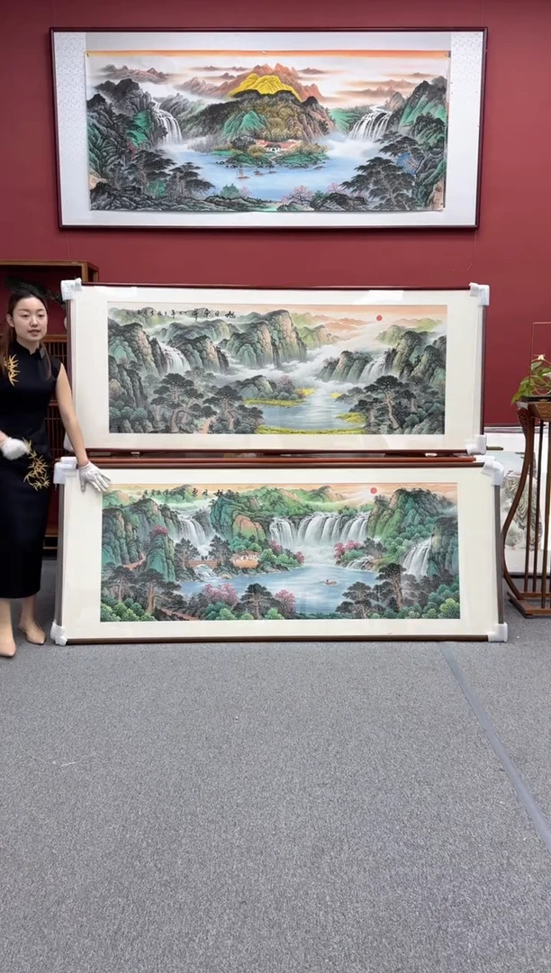 国画手绘 旭日东升 219*88