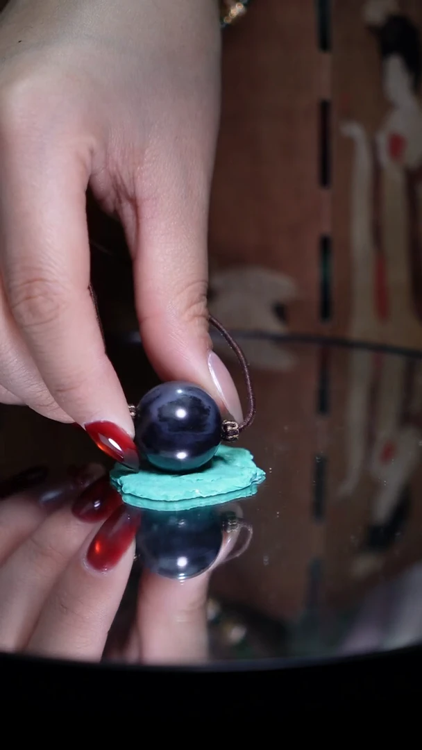 未镶嵌和田玉挂件18.6克子料青花天眼卡21.8mm