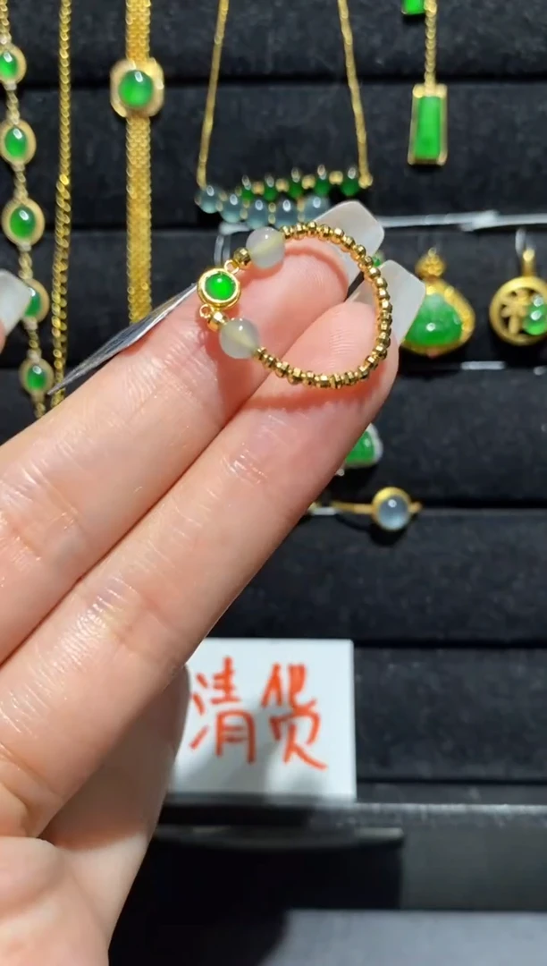 【闪购商品】翡翠戒指18K金镶嵌戒指