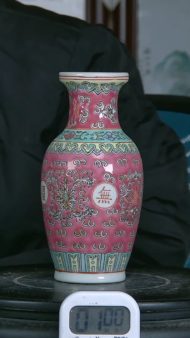 陶跨**手珐琅彩精绘花卉图瓶