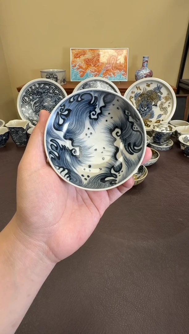 二号釉纯海浪纹普洱杯