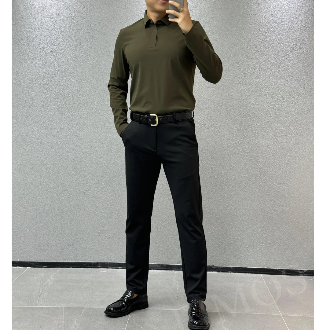 【高阶自由】FIMOS男士撞色火山绒无痕长袖Polo衫 FT53