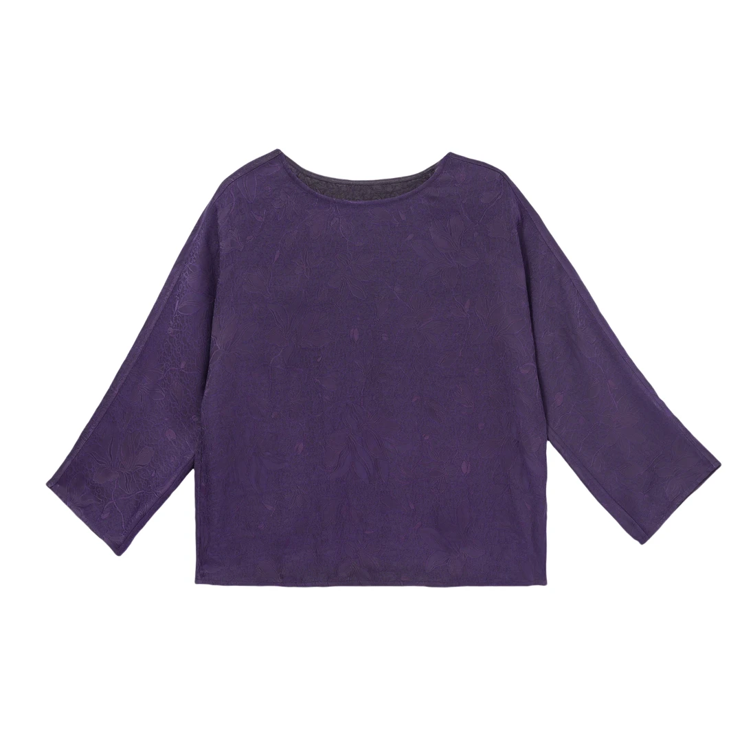 若岚-YZ257616新中式香云纱桑蚕丝上衣时尚中国风气质提花