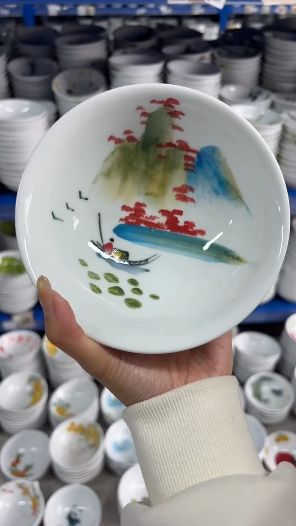 瓷片景德镇高温陶瓷食品级手绘釉中彩-壮壮碗