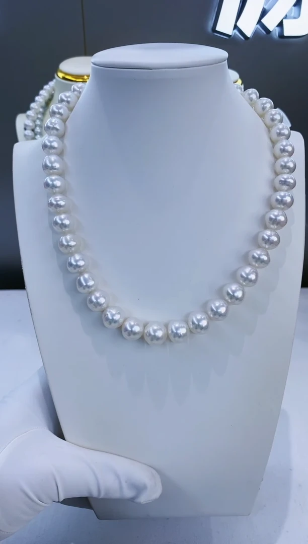 项链未镶嵌海水珍珠Y海水澳白巴洛克项链9.8-12.7