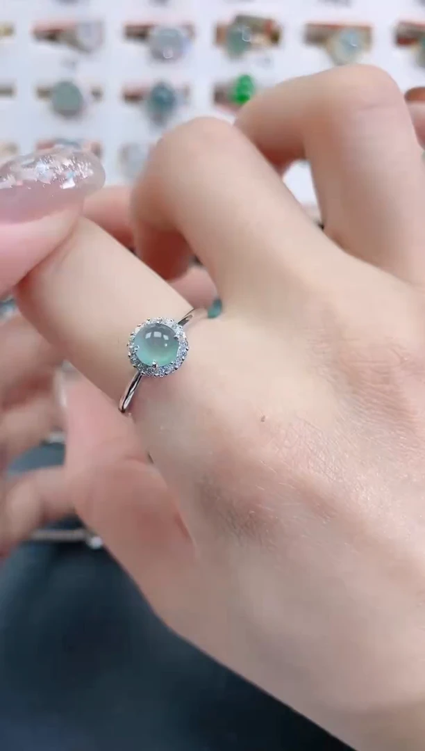 银S925镶嵌戒指翡翠天然翡翠