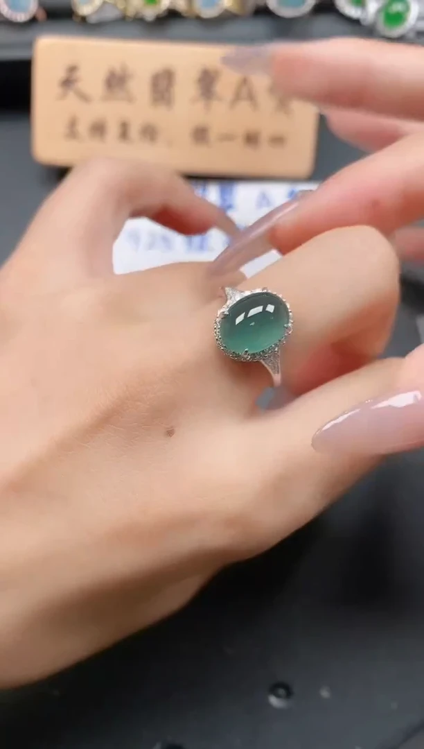 银S925镶嵌戒指翡翠111