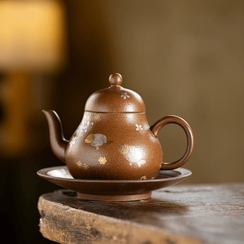 茶小洋-手绘花鱼嬉老岩泥思亭壶200ml