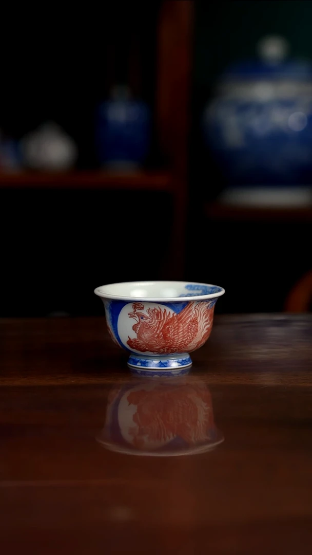 自成堂柴窑 釉里红凤