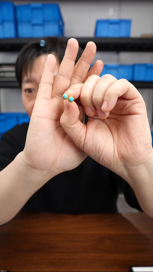 18K金镶嵌绿松石耳钉0102DL121耳钉