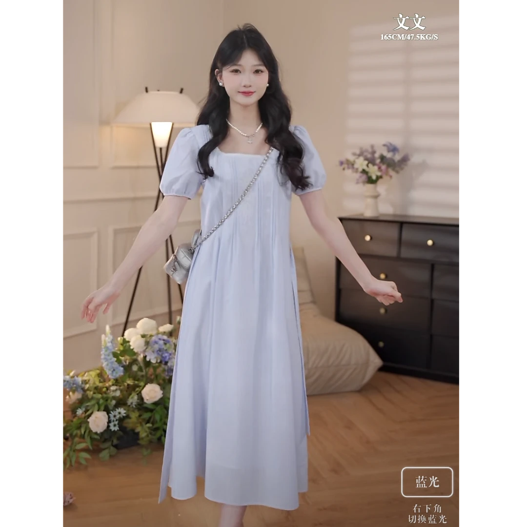 鹿向南「云野布蕾」法式甜美女春夏清新收腰连衣裙QJD00250