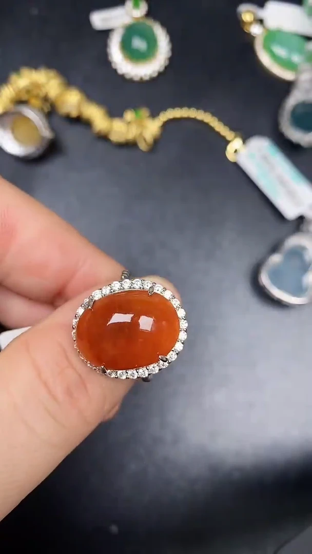 银S925镶嵌戒指翡翠3890