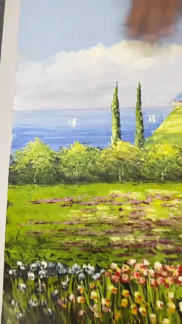 国画油画梅清-50x60-风景-带书