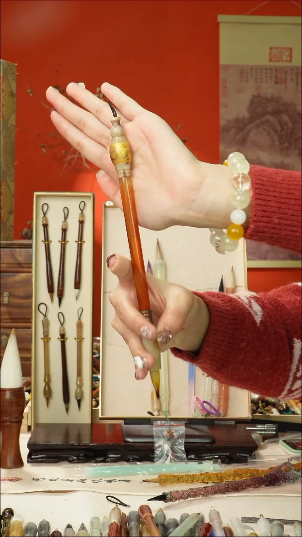 385号闪孤品高货毛笔链接 清水试笔 蘸墨不退