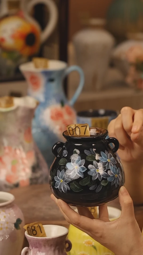 陶瓷007景德镇设计师手作花器摆件侘寂风