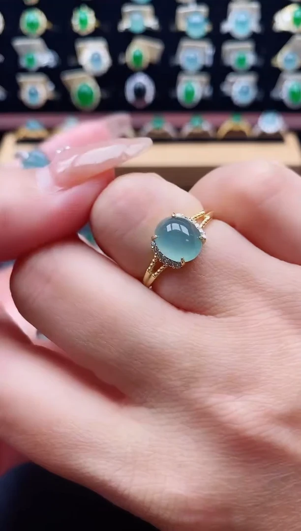 银S925镶嵌戒指翡翠1