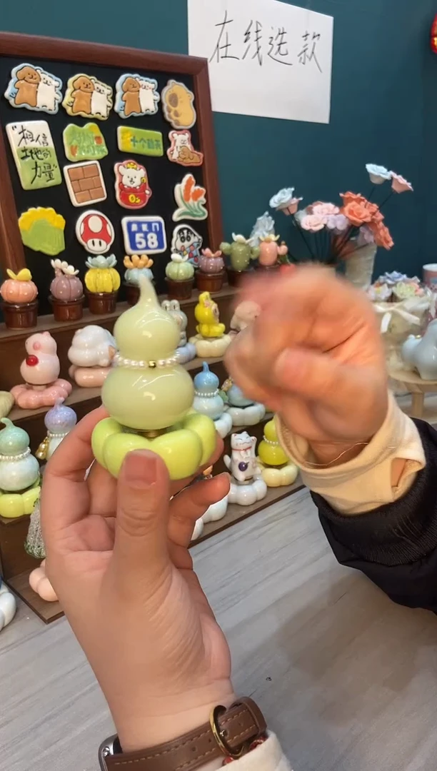 摆件陶璞玉绿色葫芦景德镇陶瓷摆件1个装