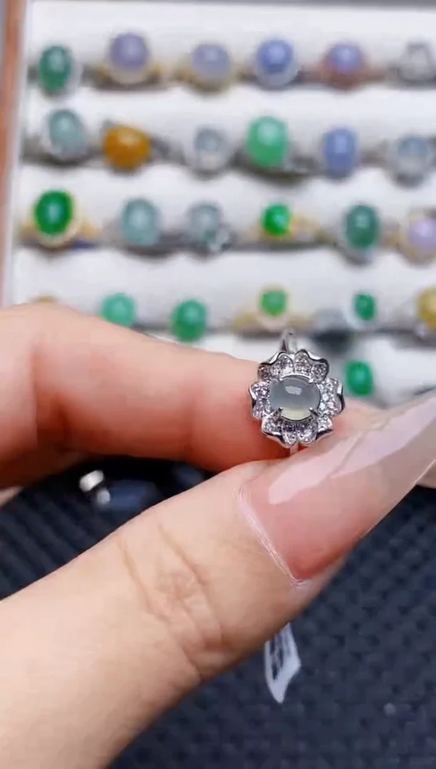 银S925镶嵌戒指翡翠3266