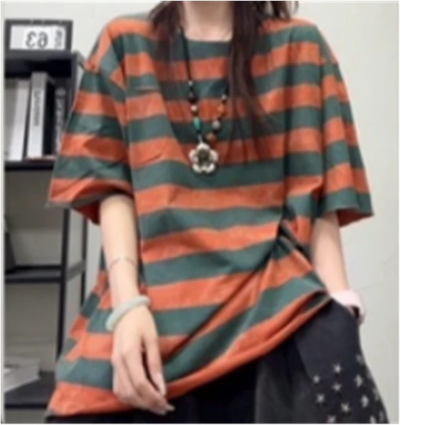 9258新款夏季休闲减龄宽松显瘦印花简约T恤