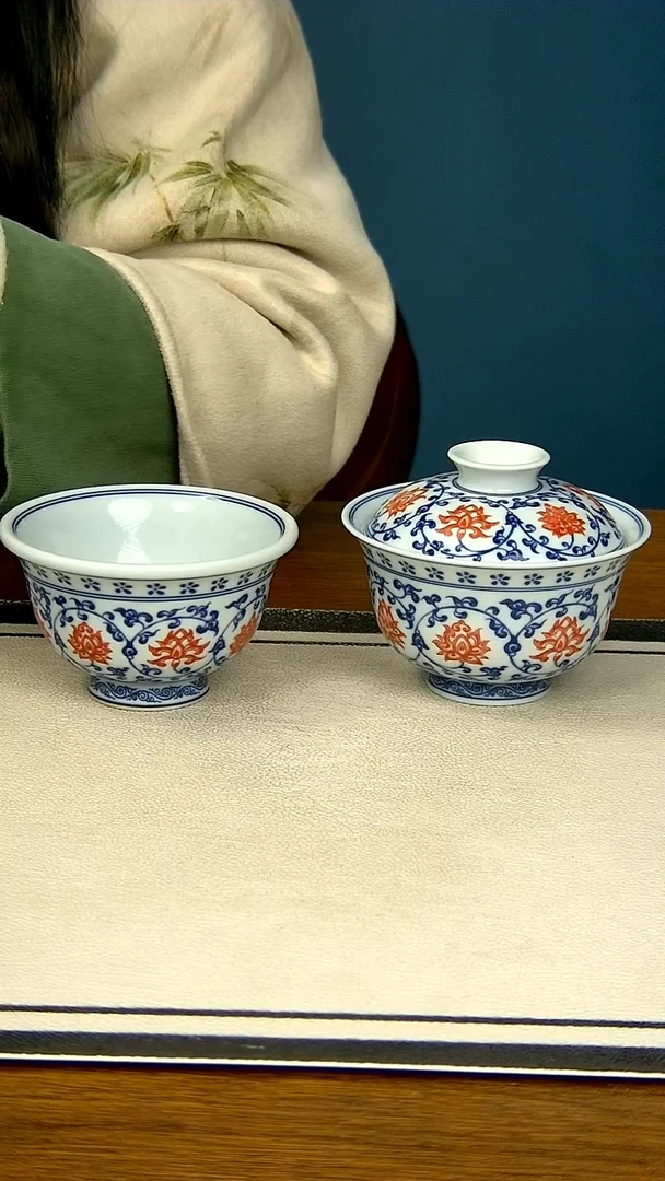 【闪购商品】釉里红缠枝莲两件套-----大压