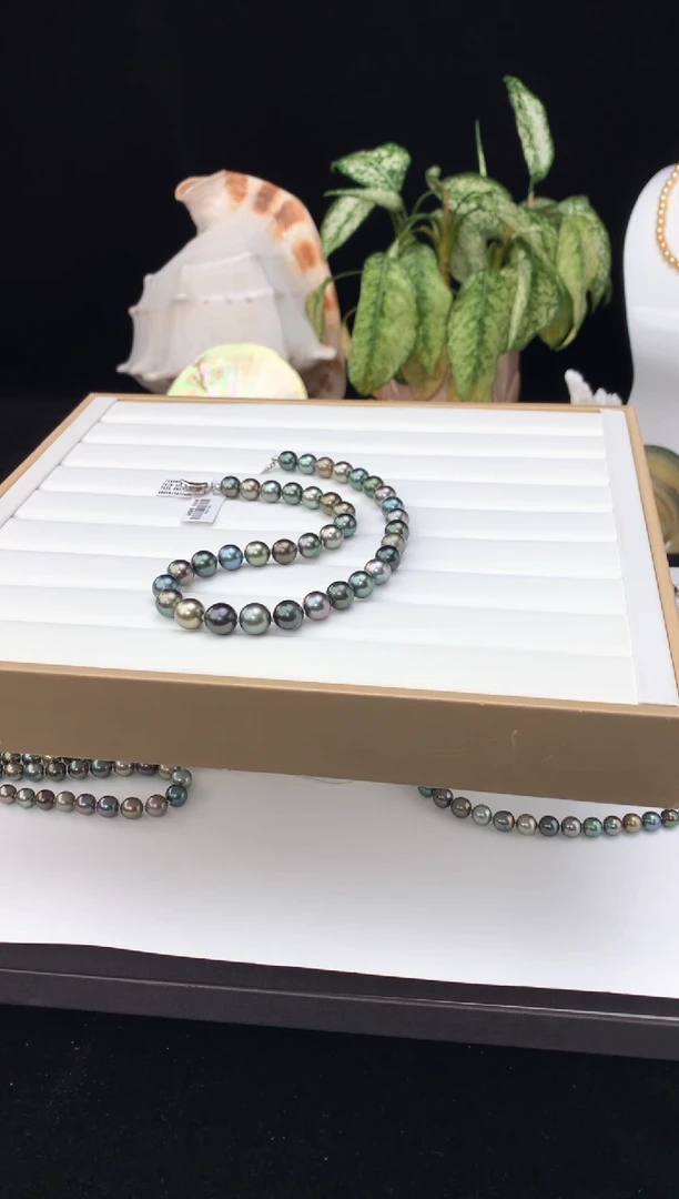 【闪购商品】海水珍珠颈饰银S925镶嵌海水大溪地珍珠项链10-12mm