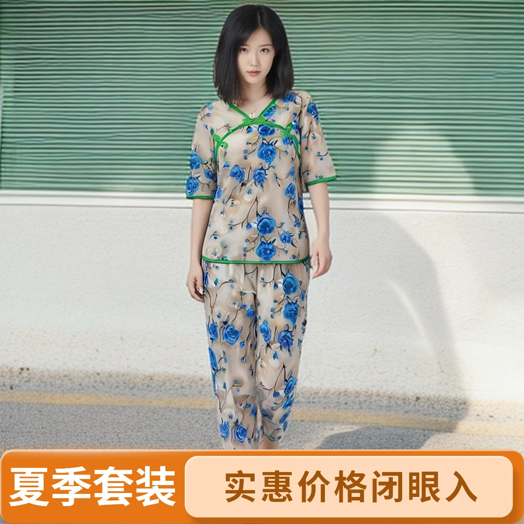 夏季套装夏装大码裤装两件夏装洋气老太太70后中年女装妈妈春秋款