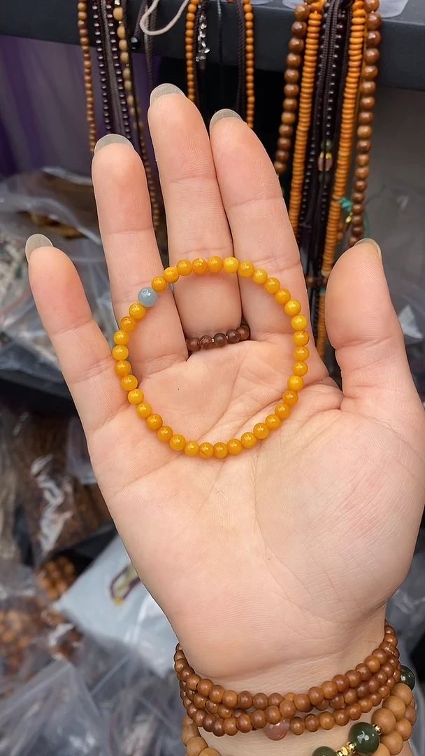 未镶嵌蜜蜡手串蜜蜡4mm单圈