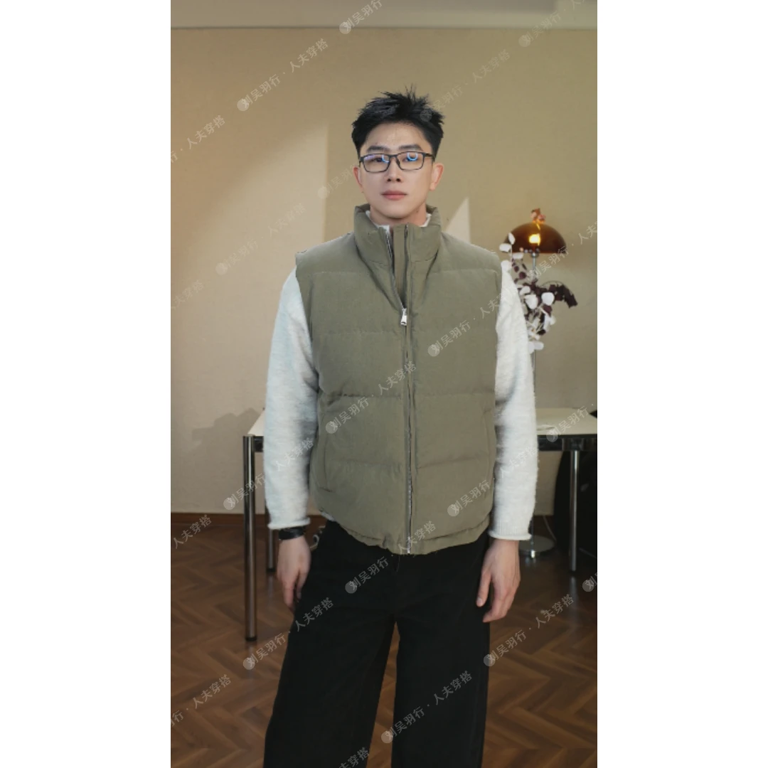 哈司本HUSB/冬季羽绒立领保暖纯色短款背心