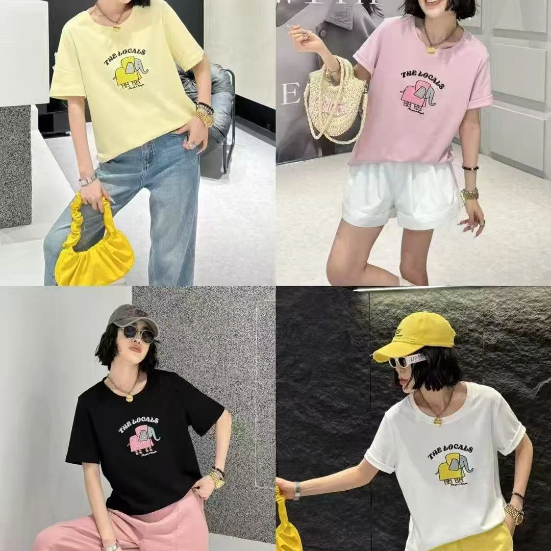 “吉象如意”韩系减龄卡通刺绣象宽松显瘦半袖（衣长71左右）