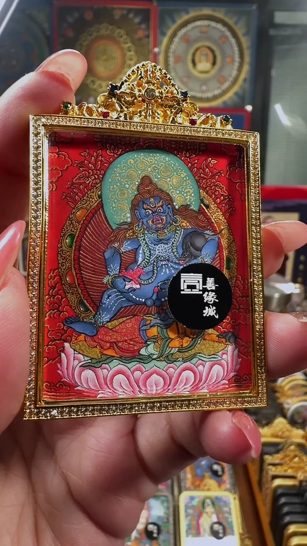 吊坠壹善缘城手绘唐卡黑C