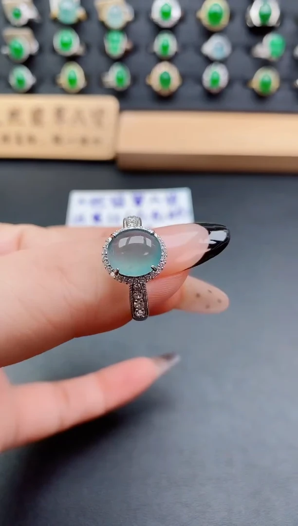 银S925镶嵌戒指翡翠1