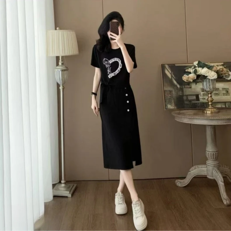 【歌莱图】2025夏季新款蝴蝶结短袖上衣半身裙休闲时尚套装5839