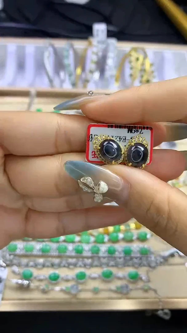 翡翠戒指银S925镶嵌翡翠 蛋面 银S925镶嵌