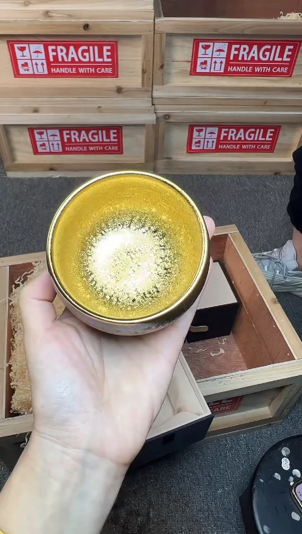 茶盏彩金 建窑建盏主人杯