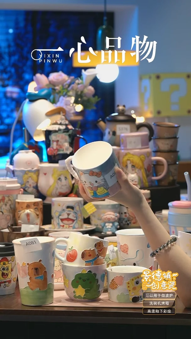 摆件A085 景德镇手工手绘杯子摆件